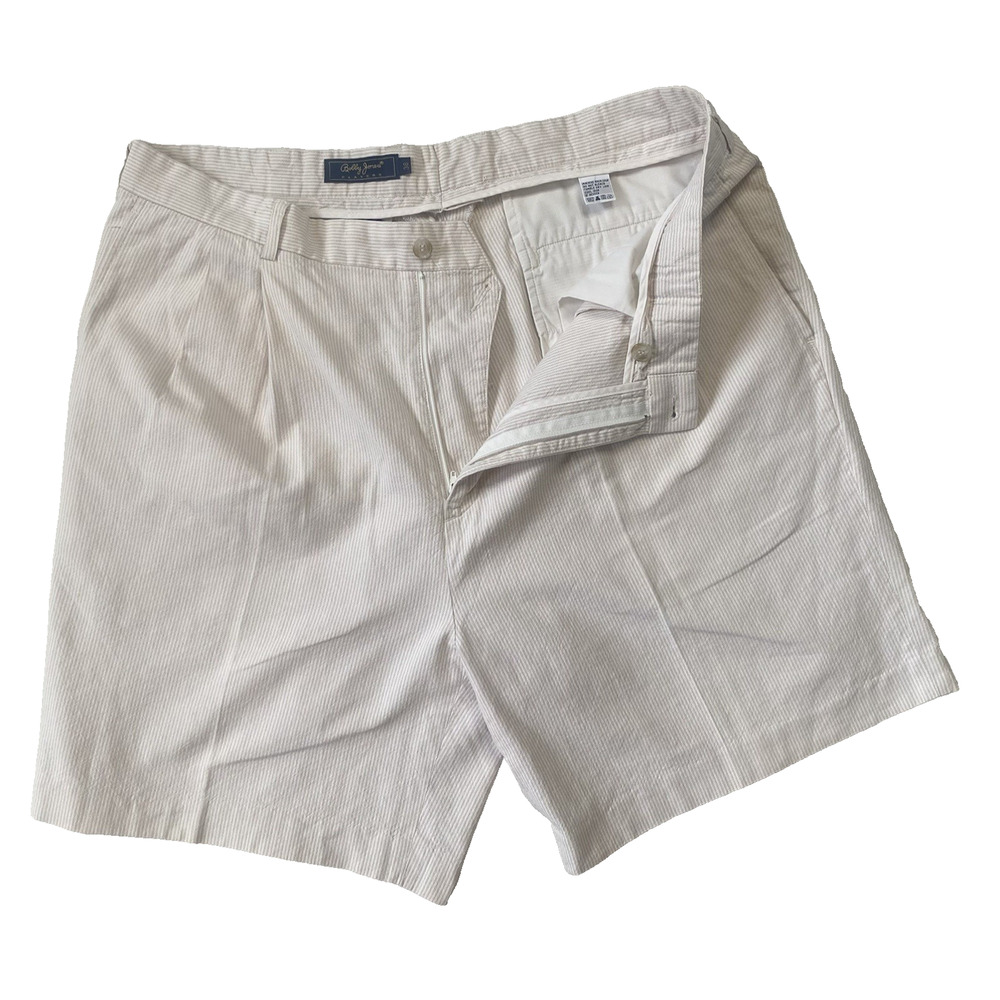 Bobby Jones Shorts Mens Size 38 Cream Tan Stripe Nautical Preppy Old Money